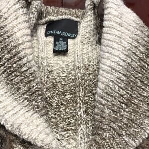 Cynthia Rowley Cream to Taupe Ombre Knit Shawl Collar Cardigan vest.